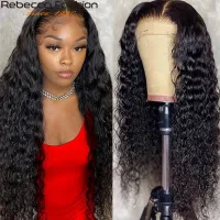 Rebecca Deep Wave Lace Front Human Hair Wigs Pre Plucked Transparent Lace 13X6X2/4X4 Deep Wave Lace Closure Wigs Bleached Knots