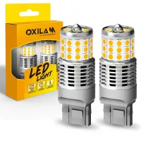 (Premium car) OXILAM 2ชิ้น T20 LED ไม่มีไฮเปอร์แฟลช WY21W W21W 7440หลอดไฟ LED C An BUS ข้อผิดพลาดฟรีสัญญาณโคมไฟ3020 SMD ไฟรถยนต์1500พันสีเหลืองอำพันสีเหลือง