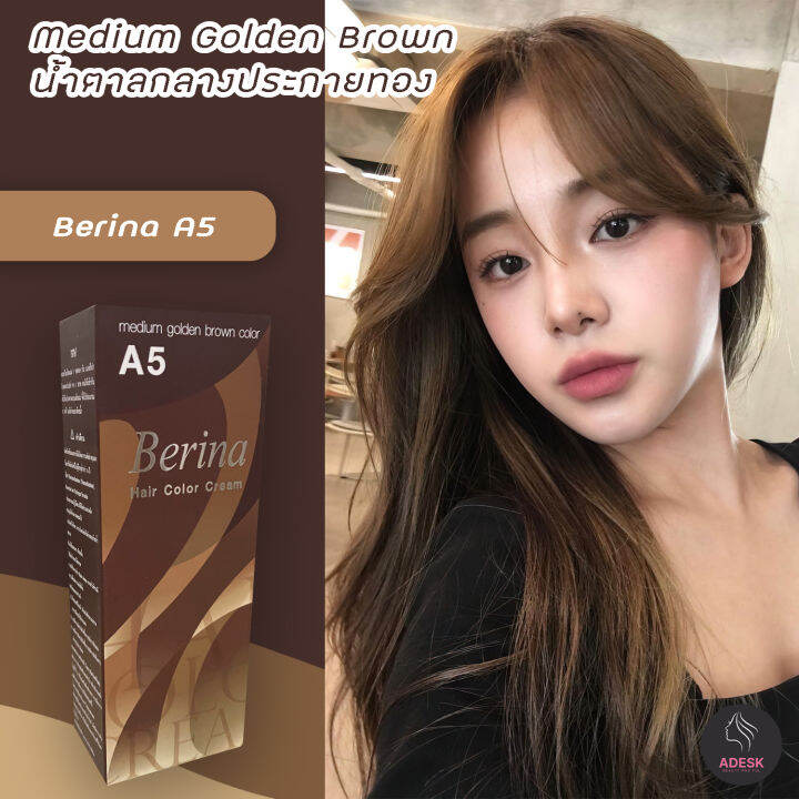 เบอริน่า A5 น้ำตาลประกายทอง สีย้อมผม สีผม เปลี่ยนสีผม Berina A5 Medium  Golden Brown Hair Color Cream | Lazada.Co.Th