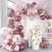 ☊✱♕ Girls Red Pink Balloon Arch Garland Wedding Birthday Party Decoration Kit Confetti Latex Balloons Baby Shower Bride