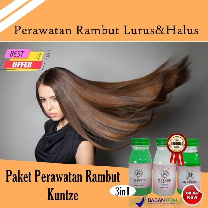 AMPUH DAN CEPAT Pelurus Rambut Wanita Kuntze shampo 3in1 BPOM Perawatan