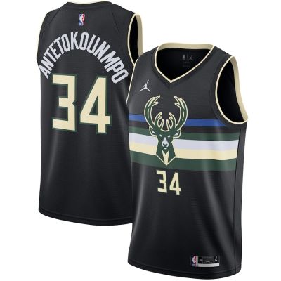 Ready Stock Most Popular Mens Milwaukee Bucks 34 Giannis Antetokounmpo 2021 Black Swingman Jersey - Statement Edition