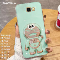 Shmily เคสโทรศัพท์แฟชั่น DingDong แมวสำหรับ Samsung Galaxy J2 Prime J4บวกกับ J6บวก J5นายก J7 J3ชั้นหนึ่ง2017 J5 2017 J7 2017หรูหราด้วยไฟฟ้าขอบตรงขอบซิลิโคนนิ่มกันกระแทกฝาครอบโทรศัพท์