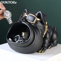 3D Cool Dog Statue Big Mouth Bulldog Sculpture Table Decoration Desk Candy Sundries Storage Box Coin Bank Home Sculpture Decor