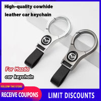 คุณภาพสูง Cowhide หนัง Keychain/แฟชั่นโลหะอัลลอย Keyring อุปกรณ์เสริมสำหรับ Mazda MAZDA3 MAZDA2 CX-5 CX-7 CX-9 Tribute BT-50 323 MAZDA6 B2200 Familia Miata MX-5 626 B2500 E-Series MAZDASPEED6 121 929 B2300 b4000 B3000สำหรับ B2600