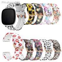 Printed Watch Wristband Slim Silicone Leopard Flowers Watch Band Replacement Bracelet Wrist Strap for Fitbit Versa 3/Sense Best