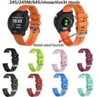 สายนาฬิกาสำหรับผู้เบิกทาง Garmin 245245เมตร Vivoactive 3ซิลิโคนอ่อนนุ่มนาฬิกาสมาร์ทวงสำหรับผู้เบิกทาง645เพลงสายรัดข้อมือ