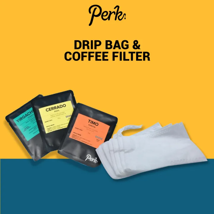 [Not For Sale] Perk Coffee Drip Bag (Random Flavour) & Coffee Filter