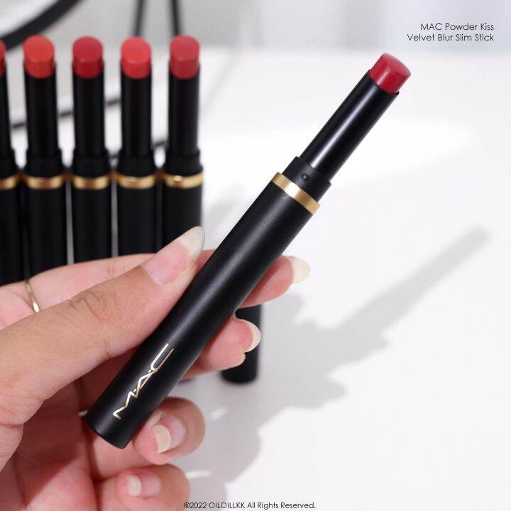 MAC Powder Kiss Velvet Blur Slim Stick Lipstick 890 Wild Sumac Lazada.co.th