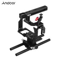 Andoer กล้องกรง + ยอดจับ + 15 มิลลิเมตรก้าน baseplate ชุดวิดีโอโคลงอลูมิเนียมที่มีรองเท้าเย็นเมาเคเบิ้ลหนีบติดตั้งอะแดปเตอร์สำหรับ Sony A7II/a7iii/A7SII/a7m3/A7RII/a7riii กล้อง