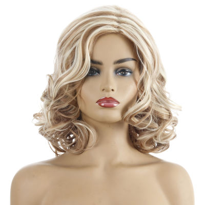 Synthetic Short Wigs for Women Short Curly Heat Resistant Fiber Hair Light Gold and Brown Wigs