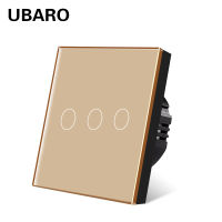 UBARO EUUK Standard Crystal Tempered Glass Wall Panel Light Touch Switch Led Indicator Sensor Button Interrupter 123Gang 220V