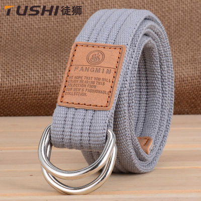 Korean 20 color mens and womens common canvas belt casual business jeans double buckle belt outdoor knitting  X7OF