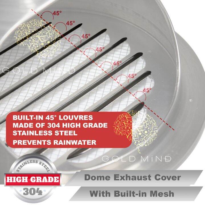 Stainless Steel 304 Wall Air Vent Exhaust Grill Cover for 150mm / 6