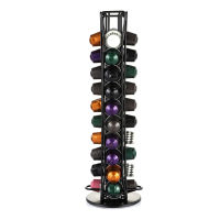 40 Cups Nespresso Coffee Capsule Holder Rotary Storage Rack Dolcegusto Metal Organizer Shelves Coffee Pods Display Tower Stand