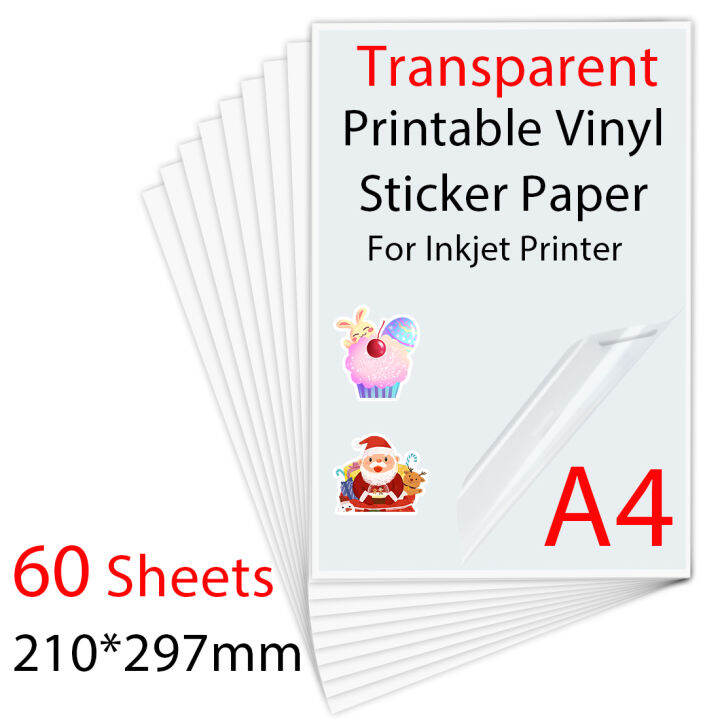 103050100Sheets A4 Glossy Printable Vinyl Sticker Paper Inkjet Printer ...
