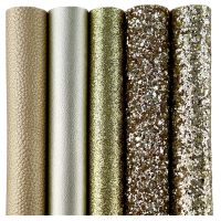 Plain Solid Gold Chunky Fine Glitter Fabric Lichee Textured Faux Soft Smooth Synthetic Leather For DIY Bows Earring HD017 Towels