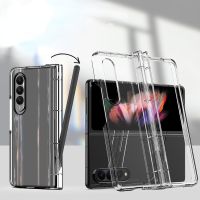 Full Cover Transparent Case for Samsung Galaxy Z Fold 4 3 5G Slim Phone Cover With S Pen Slot and Hinge Protective Shockproof