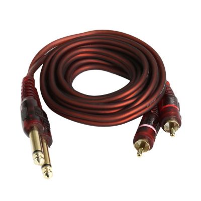 ：《》{“】= 6.35Mm Audio Line Cable 1.5M Stereo Jack Male To 2 RCA Male Cable For PC DVD TV VCR MP3 Speakers Video Audio Cable Cord