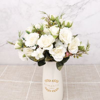 【cw】 Artificial FlowersRose Silk FakeAutumn Garden HomeDecoration SmallFaux Flowers Wedding Arrangement 【hot】