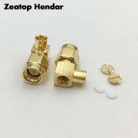 5Pcs Brass SMA / RP-SMA Male Jack 90 Degree Right Angle RF Coaxial Conector Plug for RG402 141" Semi-Flexible Cable Connector Electrical Connectors
