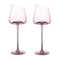 2PCs Popular 250-650ml Handmade Crystal Goblet Oblique Mouth Flamingo Champagne Red Wine Festival Couples Cups Gift Drinkware