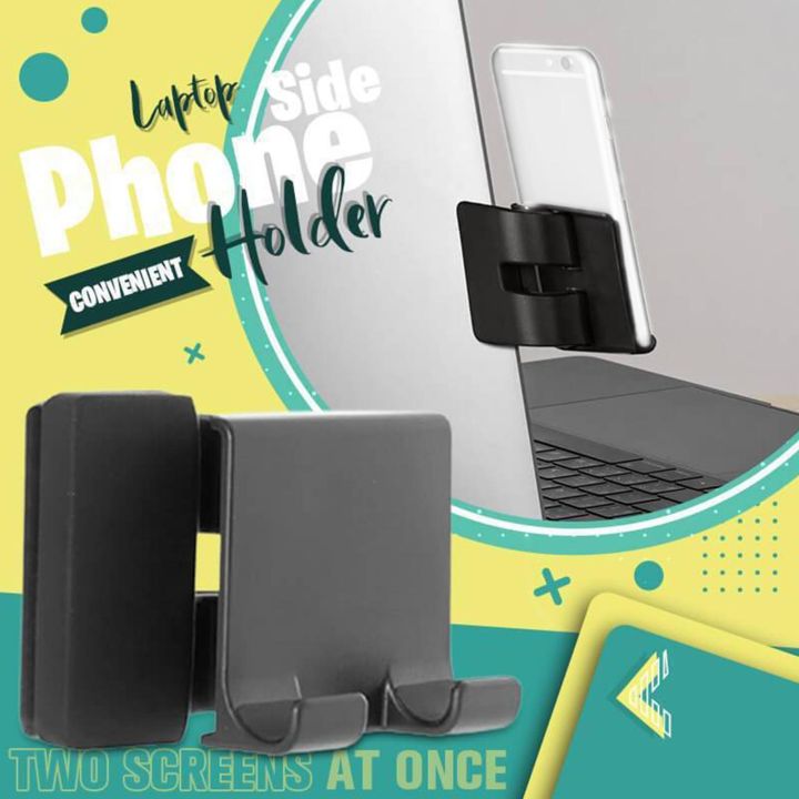rotatable-notebook-screen-side-phone-holder-clip-on-monitor-for-laptop-or-desktop-monitor-creative-mobile-phone-stand-for-laptop