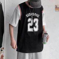 ☏⊙♂ Summer hot style false two 2023 students loose widened plus-size short sleeve T-shirt loose leisure ball suit