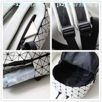 【Ready】? Backpack womens high-end summer new rhombus backpack for men and women trendy couple Miyake same style geometric