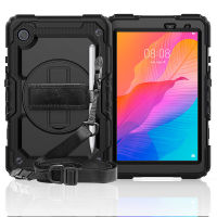 For Huawei Matepad T8 T10 Contrast Color Silicone Pc Rotating Bracket Handheld Strap Plane Housing Protective Case