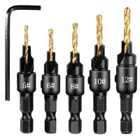 【2023】Countersink Drill Bit Carpentry Drill Set Drilling Pilot Holes For Screw Sizes #5 #6 #8 #10#12 Drilling Wooorking Tools