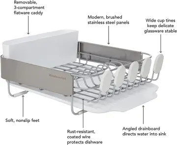 KitchenAid Compact Stainless Steel Dish Rack, Satin Gray