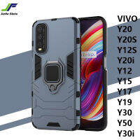 JieFie สำหรับ VIVO Y20 / Y20S / Y12S / Y20i / Y12 / Y15 / Y17 / Y19 / Y30 / Y50  / Y30i กันกระแทกหุ้มเกราะเคสโทรศัพท์แม่เหล็กรถแหวนสำหรับยึดนิ้วโทรศัพท์ฝาหลัง