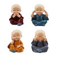 Crazy Deal 4Pcs Monk Figurines น่ารักรูปปั้นเรซิ่นขนาดเล็ก Wise Creative Craft Ornament