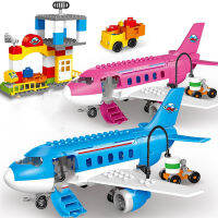 82Pcs อนุภาคขนาดใหญ่ Airport Air Passenger Plane Early Education Building Blocks Enlighten อิฐเด็กของเล่นเพื่อการศึกษาของขวัญ ~