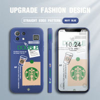 เคสมือถือสำหรับ Xiaomi Mi 11 Lite 4G 5G Ne เคสโทรศัพท์สำหรับการ์ตูนเด็กหญิงเด็กชาย Starbucks ปลอกป้ายของเหลวขอบด้านข้างปกป้องฝาหลังกล้อง