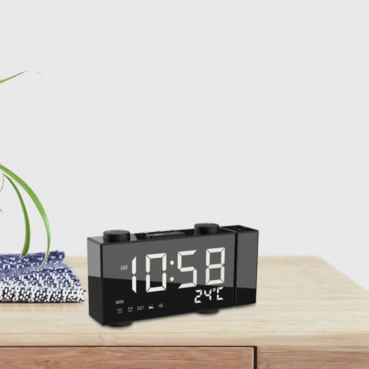 projection-alarm-clock-for-bedrooms-radio-alarm-clock-with-projection-alarms-fm-radio-indoor-dimmer-temperature-humidity