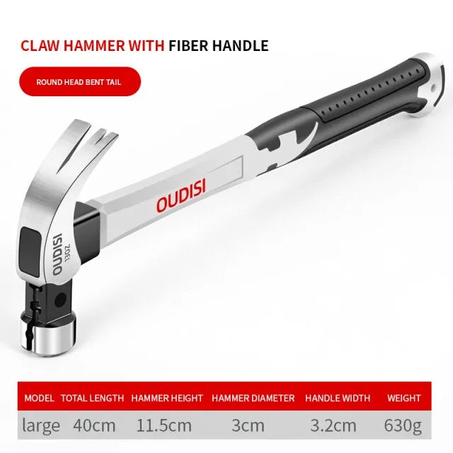 OUDISI Heavy Claw Hammer 100Z/130Z Nail Hammer Tool Steel Woodworking