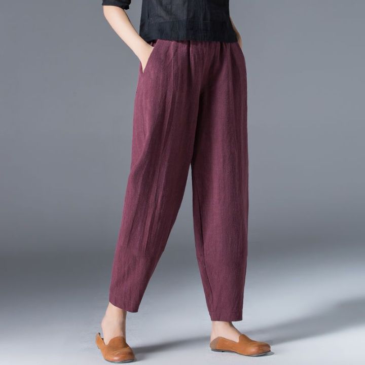 cotton-wide-leg-pants-womens-summer-2023-loose-large-size-white-harem-pants-slimming-casual-black-ankle-length-knickerbockers-pants-2023