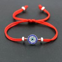 Inlay Cubic Zirconia Blue Evil Eye Braid Rope Charm Bracelets Men Red Thread String Bracelet For Women Couples Lovers Gift Charms and Charm Bracelet