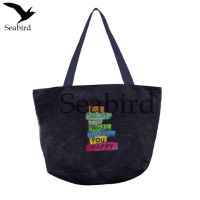 Seabird  กระเป๋า กระเป๋าสะพายข้าง ลายตัวหนังสือ กระเป๋าแฟชั่นสีดำ