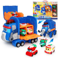 Gogo Dino เปลี่ยนฐานกู้ภัยช้าง Max Garage Deformed Dinosaur Expedition Robot Rex Set Vehicle Car Kid Children Toys