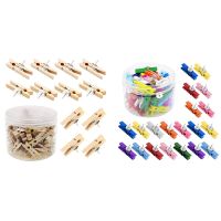 ┇ Push Pins With Wooden Clips 50Pcs Thumbtacks Pushpins Creative Paper Clips Clothespins For Cork Board And Photo Wall Offices Hom