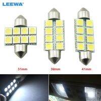 LEEWA 50pcs White Auto LED Bulbs 31mm 39mm 41mm 5050 Chip 8SMD Car Festoon Dome LED Reading Light CA3088