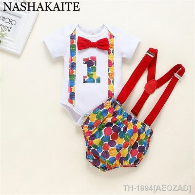 ☍ Nashakaite bebê macacão conjunto gravata pontos coloridos menino roupas para recém-nascidos