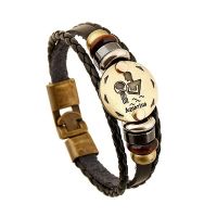 Men Women Horoscope Zodiac celet Bead Alloy Leather Conslation celet