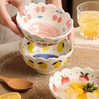 (Gold Seller) 4.8 INCH Lovely Kids Bowl Ceramic Cherry Design Rice Ice-Cream Bowl Dessert Serving Bowl Baking Tray 2 Pieces