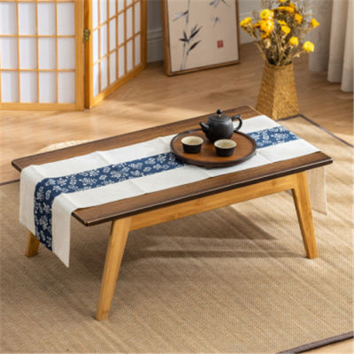 โต๊ะพับเก็บได้เสื่อทาทามิญี่ปุ่นหน้าต่างตารางตารางเล็กชาโต๊ะไม้ไผ่ต่ำตาราง