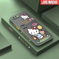 เคส JIUMOO สำหรับ OPPO A3s A12E A5 2018 Realme C1เคสการ์ตูนแฮปปี้เฮลโลคิตตี้บางขอบสี่เหลี่ยมด้านข้างดีไซน์ใหม่กันกระแทกมีน้ำค้างแข็งโปร่งใสแข็งเคสมือถือปลอกซิลิโคนคลุมทั้งหมดกล้องป้องกันนุ่ม