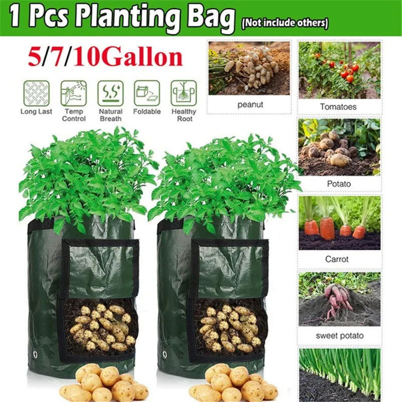 Potato Grow Bags Upgrade Thickened Fabric Plant Grow Bags with Handles & 360 Visible Windows for Growing Potatoes, Vegetables, Carrots, Onions, Size